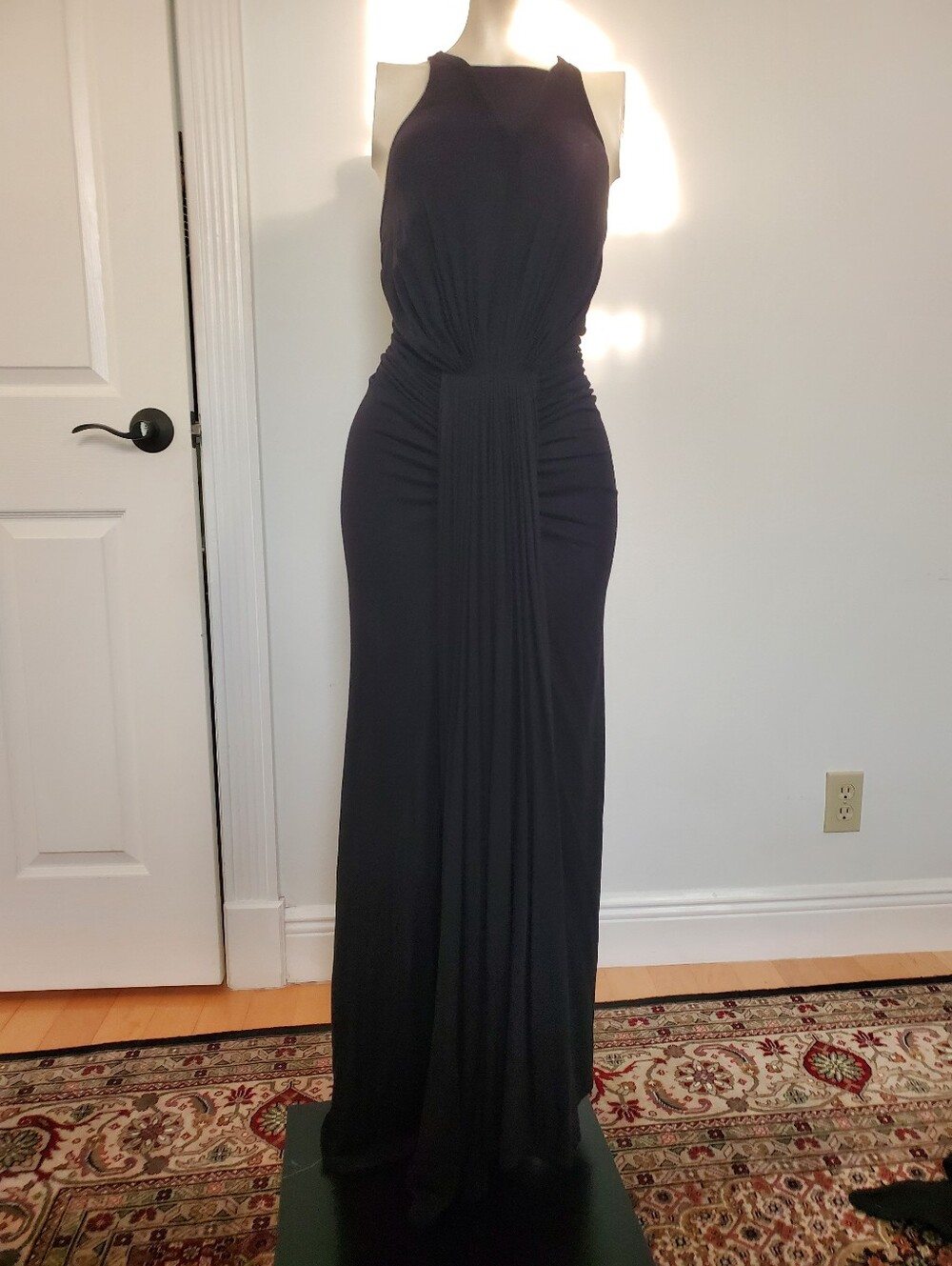 RICK OWENS LILIES black draped sleeveless maxi dressSz 38 IT